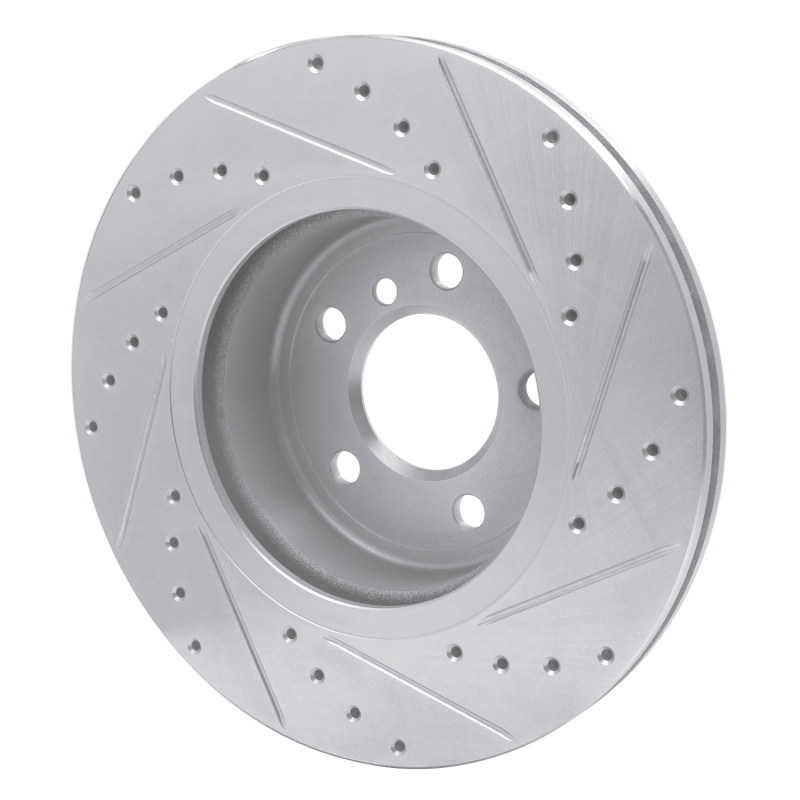 BMW 528I xDrive Brake Rotor (1) - Front Left - R1 Concepts - Drilled & Slotted - Silver - `11-`16
